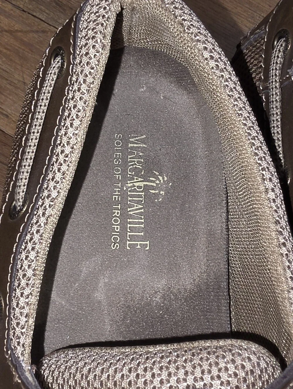Margaritaville Men's Dark Brown Leather Boat Shoes with Contrast Laces